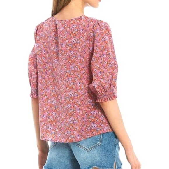 Sanctuary It’s A Must puff sleeve blouse in Meadow pink floral ditsy wms size XL - Picture 2 of 8